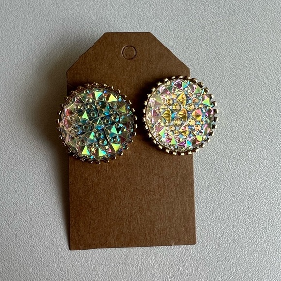 Iridescent Crystal Stud Earrings - Picture 1 of 1